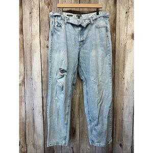 Wild Fable High Rise Straight Leg Distressed Button Fly Denim Jeans Size 17